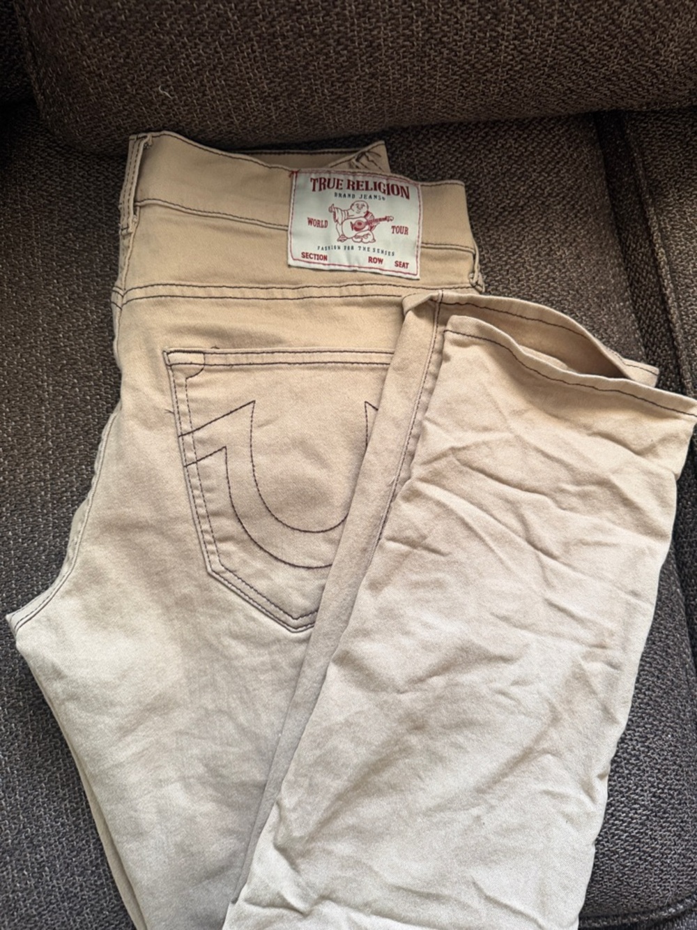 True Religion men’s jeans with Signature Back Stitching